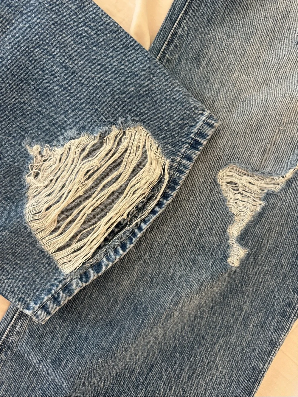 RtA Jonas Distressed Straight-Leg Jeans in Medium Blue